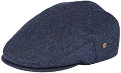 VOBOOM Men's Herringbone Flat Ivy Newsboy Hat Wool Blend Gatsby Cabbie Cap - Blue - X-Large