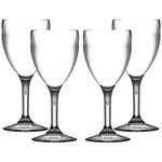 Virtually Glass Set of Elite Premium 9oz Wine Glasses Virtually Unbreakable Reusable Polycarbonate Plastic - Made in UK Height 17.3cm Max Diamete 7.5cm (4)