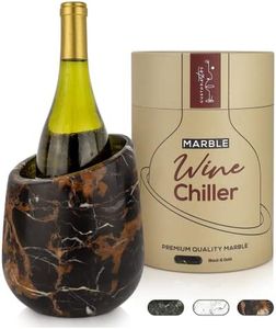 Gusto Nostro Marble Wine Chiller Bucket - 750ml Wine Bottle Cooler and Champagne Chiller for Party, Kitchen, Bar Cart Decor to Chill & Keep Bottles Cold with Unique Wine Lovers Gift Box, Black & Gold