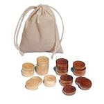 WE Games Checkers Pieces Only, Wooden Checker Board Game Pieces, 24 Brown and Natural Stackable Player Pieces with a Drawstring Storage Bag, 1.5 Inch Diameter Carved Versatile Game Pieces