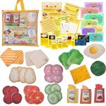 The Small Wonderland -Pretend Play Sandwich Set - 35 Piece Set & 30+ Play informational Cards ,menu Play Money etc for Kids 2024 - Realistic Kitchen Toys for 3-12 Year Kids