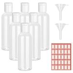 Chyaya Travel Bottle for Toiletries, 6PCS 100ml Plastic Bottles Empty Refillable Transparent Travel Bottles with Funnels and Labels for School Travel or Cosmetic