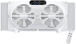 BEYOND BREEZE Twin Window Fan with Reversible Airflow, 9-Inch Window Fan with Remote Control and 3 Speeds, Expandable Window Exchaust Fans for Home Bedroom