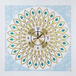 Diamond Painting DIY 5D Special Shape Rhinestones, ABEUTY Blue Flowers Pattern Clock Mandela, Partial Drill Crystal Diamond Art Kits