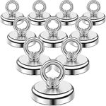 DIYMAG Magnetic Hooks, 100 lbs Heavy Duty Rare Earth Neodymium Magnet Hooks with Countersunk Hole Eyebolt for Workplace, Home, Kitchen, Office and Garage, 10 Packs