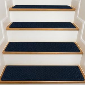 Stair Treads for Wooden Steps, 8" X 30" Non Slip Carpet Stair Treads with Reusable Adhesive for Kids Elders and Dogs, Surface Polyester TPR Backing Stair-Runner 15PCS