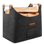 XL Firewood Basket Felt Basket Extra Thick Felt and Reinforced Handle Foldable Wood Basket Felt Bag as Storage Basket for Shopping, Wood, Newspaper or Firewood (Dark Grey)