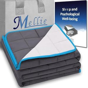 Mellie Luxury 6.8kgs Super King Size Weighted Blanket Adult (Grey/White) with Travel Bag - Stress, Insomnia, Anxiety Relief Gravity Blanket - 180 x 200cm - No Covers