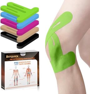 PreCut Kinesiology Tape for Knees, 12 PCS Waterproof KTQUICK Knee Tape for Knee Pain Relief Pre Cut, Original Cotton Athletic Knee Tape, Waterproof & Hypoallergenic Latex-Free for Sports (Green)