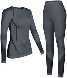 ATTRACO Thermal Underwear Set for Women Soft Long Johns Base Layer Top & Bottom 2 Piece Gray L