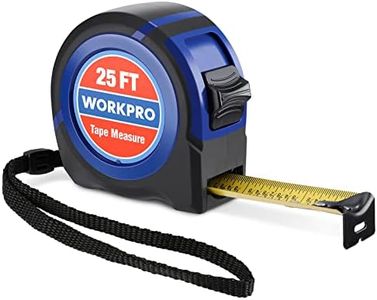 WORKPRO Tape Measure 25 FT, Tape Measure with Fractions Every 1/8"and 1/32" Accuracy, Quick Read, Nylon Coated, Shock-Resistant Case and Belt Clip