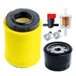 HOODELL 796031 Air Filter with Tune Up Kit, for Briggs and Stratton 591334 492932 696854, John Deere D100 D110 D125 D130, Husqvarna YTH22V46, Lawn Mower Oil Filter