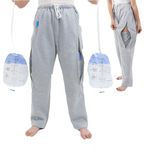 Catheter Leg Bag Pants, Urine Bag Holder Pants for Men/Women, Double Zippered Pockets Holding two 2000ml Catheter Bags for Nephrostomy, Cystostomy, Foley (L, Grey)