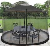 HomeRoots 9' Patio Umbrella Outdoor Table Bug Screen Mesh Black Mosquito Net Canopy Curtains Adjustable Enclosure Large Umbrella Hanging Tent 100% Polyester Light Weight Mosquito Netting