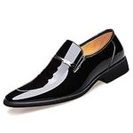 BULMEGIAY Men's Dress Shoes Oxford Formal Classic Business Shoes Casual Wedding Faux Patent Leather Derby Shoe Black