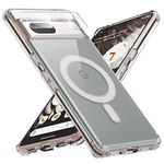 MAKAVO for Google Pixel 7 Case, Magnetic Cover Compatible with MagSafe, Slim Thin Crystal Clear Shockproof Phone Shell with Hard Back & Soft Edge, Camera Lens Protector