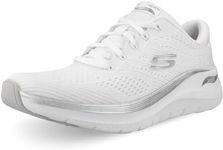 Skechers Women's Arch Fit 2.0 Glow The Distance Slip-On Sneakers, White Mesh/Silver Trim, 6 UK