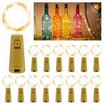 BROTOU 15 Packs Bottle Lights with Cork, Lights for Wine Bottles 2m 20 LED Battery Powered Copper Wire String Fairy Lights for Mothers Day Christmas Party Wedding Table Home Pub Decor (Warm Yellow)