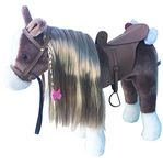 Fengsmart Plush Horse Toy Stuffed Animal Toy Rocking Horse w/Comb and Clip 2 Year Old Gilrs Princess Horse Toys (Brown)