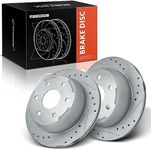 A-Premium 12.80 inch (325mm) Rear Drilled and Slotted Disc Brake Rotors Compatible with Select Chevy and GMC Models - Silverado, Tahoe, Suburban, Astro, Sierra 1500 2500, Safari, Yukon, 2-PC Set