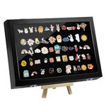 YEXEXINM Enamel Pin Display Frame, 14" X 9.5" Large Pin Collection Display Box Shadow Box for Wall and Tabletop, Clear Lid Brooch Badge Storage Box for Military Medals, Jewelry Earrings Necklace