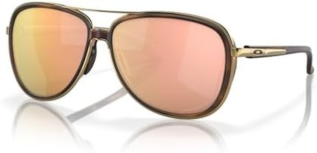 Oakley Womens OO4129 Split Time Aviator Sunglasses, Brown Tortoise Gold/Prizm Rose Gold Polarized, 58 mm