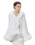 BEAUTELICATE Women’s Faux Fur Wrap Shawl Stole for Wedding (8 Colors) S-55, One Size, Ivory