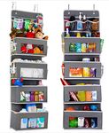 TILQshop Baby Over Door Hanging Organizer, 4 Clear Window Large Pockets, 11 Small Pouches, Adjustable Metal Hooks, Storage for Toys, Baby Stuff, Makeup, Closet Nursery Pantry (Grey) - Door Organizer