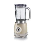 Ariete Vintage Glass Blender 583, Multifunction Blender with 4 Blades, 4 Speeds + Pulse, Ice Crushing Function, 1.5 Liter Capacity, 1000W, Beige