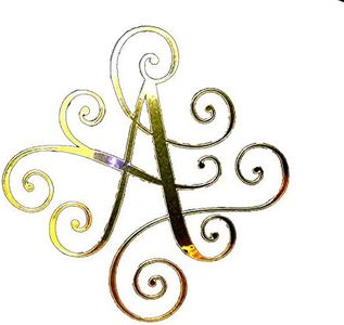 Custom Elegant Scroll Vine Name Letter Monogram Vinyl Decal Bumper Sticker for Cars, Yeti Tumbler, Laptop, Phones (Gold Chrome, 2" x 2" (Fits Phones))