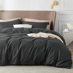 Bedsure Black Duvet Cover King Size - Super Soft Cationic Dyed Duvet Cover for Kids with Zipper Closure, 3 Pieces, Includes 1 Duvet Cover (104"x90") & 2 Pillow Shams, NO Comforter