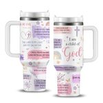 Christian Tumbler Cup, Christian Gifts for Women Faith, Religious Gifts for Womens Bible, Birthday Christmas Gifts for Christian, 40 oz I Am a Child of God Cup with Handle