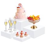 vapourd 4Pcs Buffet Risers, 5x6x7x8 Inch White Acrylic Food Display Riser, Cube Dessert Stand with Hollow Bottoms for Weddings Cupcake Candy Parties Brunch