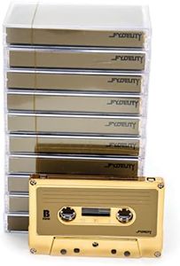 Fydelity 10-Piece Blank Cassette Tape Storage Set – Features 60 Minutes Clear Tape Cassette Storage for Recording Blank Audio - Gold Chrome Cassette Holder – Idea for Music Lovers Collectors