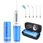 YaFex Water Dental Flosser Cordless for Teeth: Portable Oral Irrigator Rechargeable Collapsible Travel Teeth Cleaner with Case, 4 Modes with DIY, 5 Jet Tips, IPX7 Waterproof for Teeth Cleaning