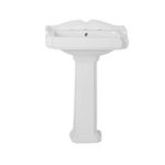 Milano Windsor - White Traditional 590mm x 495mm Full Pedestal Bathroom Basin Sink - 3 Tap Hole