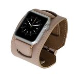 Venito Ancona Cuff Leather Band for Apple Watch 49/45/44/42mm Women&Men, Leather Replacement Strap for iWatch Ultra 2/1 Series SE 9 8 7 6 5 4 3 2 1(Nude Pink w/Rose Gold Connector&Clasp)