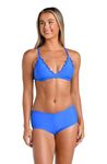 Hobie Women's Banded Ruffle Bralette Bikini Swimsuit Top, Surf//Solids, S