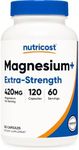 Nutricost Magnesium+ Extra Strength 420mg, 120 Capsules - 60 Servings. Magnesium Oxide and Glycinate - Non-GMO, Gluten Free, Vegan Friendly