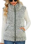 FEOYA Vest for Women Long Puffer Sherpa Fall Jackets Winter Fleece Sleeveless Outerwear Faux Fur Quilted Vests Coat