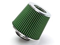 Green Rtunes Racing Short & Truck Air Intake Cone Replacement Quality Dry Air Filter (2.5")