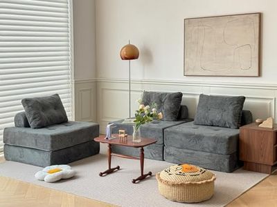N&V Convertible Modular Floor Sofa Couch (Grey, 35 * 35 inch)