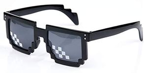 AUGEN by VisionsIndia Deal with It Thug Life Full Rimmed Unisex Sunglasses with Polygonal 8 Bits Style Pixel (Black Lens, Big) - Pack of 1