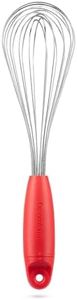 Dreamfarm Flisk | 3 in 1 Stainless Steel Whisk with Ergonomic Handle | Balloon Whisk, Sauce Whisk and Flat Whisk Combined Into One | Space Saving Whisk for Baking, Cooking, and Deglazing | Red
