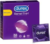 DUREX Sensi-Thin Extra Lubricated Condoms, Ultra-Thin Premium Quality Latex Condoms for Enhanced Sensitivity and Comfort, Large Fit with 56mm Nominal Width, 36 Count