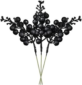 Artiflr Red Berries, 14 Pack Artificial Berry Stems for Christmas Tree Decorations, Crafts, Holiday and Home Decor, 7.9 Inches (Black) …