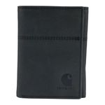 Carhartt Men's Casual Saddle Leather Wallets, Available in Multiple Styles and Colors, Black (Trifold), One Size