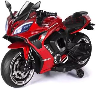 Shipeeship Biggie Rechargeable Battery Operated Ride on Bike for Kids, Electric Bike with Leather Seat, Wheels Lights, Music and Key Start for Kids of Age 2 to 10 Years (Metallic red)