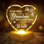 to My Grandma Gifts from Grandchildren, Engraved Crystal Night Light Present, Best Grandma Gifts for Grandmother's Birthday, Christmas, Thanksgiving, Mother's Day, Best Grandma Gifts 3D Illusion Lamp