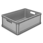 OKT 3 x 45 Litre Robusto Industrial Plastic Stacking Euro Storage Containers Boxes Crates GREY